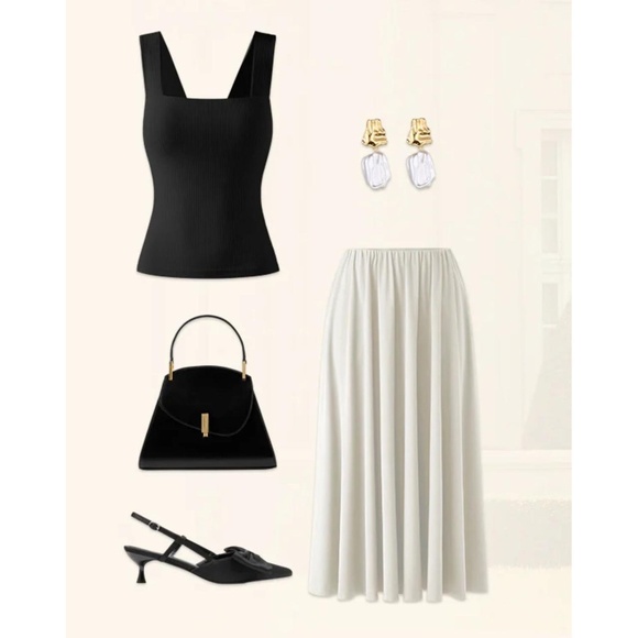 Skirt Womens XS MilMilk Cream Maxi Umbrella Soft Knit Side Pockets Chic - Picture 2 of 4